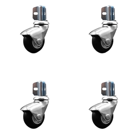 Service Caster 2'' Bright Chrome Neoprene Rubber CastersCorner Mount Brackets-, 4PK SCC-GR03S210-NPRB-BC-71678-4-CB90-4
